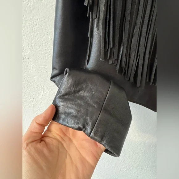 Continental Leather Fashions Leather Cowhide Fringe Jacket, Size Medium - Picture 8 of 14